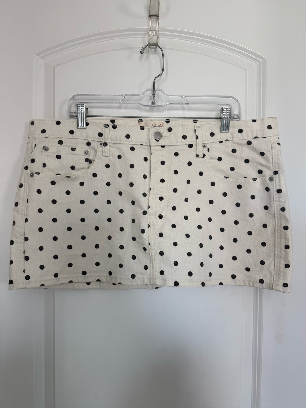 Universal Thread Cream Mini Skirt with Black Polka Dots
